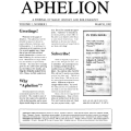 Aphelion by Thomas Sawyer (Vol 1) Aphelion by Thomas Sawyer (Vol 1)