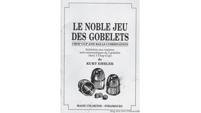 Le Noble Jeu Des Gobelets by Kurt Ehrler Le Noble Jeu Des Gobelets by Kurt Ehrler