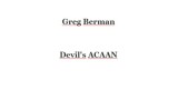 Devil's Acaan by Greg Berman