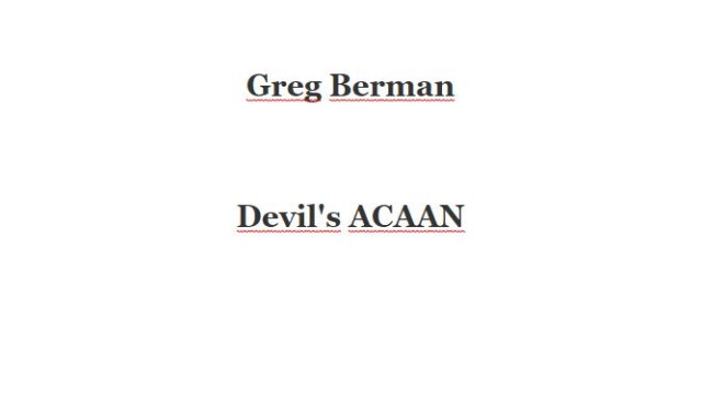 Devil's Acaan by Greg Berman Devils Acaan by Greg Berman