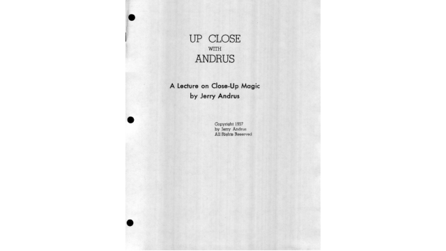 Jerry Andrus - Up Close With Andrus, a lecture on close-up magic - Magic Ebooks Jerry Andrus - Up Close With Andrus, a lecture on close-up magic - Magic Ebooks