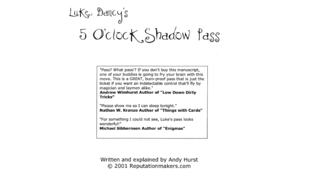 Luke Dancy - 5 O'Clock Shadow Pass - Magic Ebooks Luke Dancy - 5 O'Clock Shadow Pass - Magic Ebooks