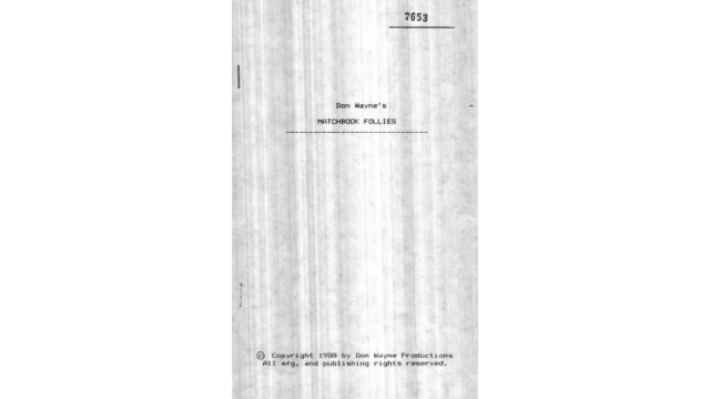 Don Wayne - Matchbook Follies - Magic Ebooks Don Wayne - Matchbook Follies - Magic Ebooks